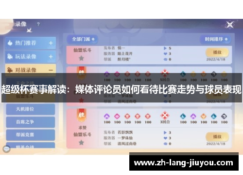 超级杯赛事解读：媒体评论员如何看待比赛走势与球员表现